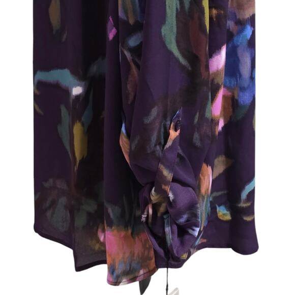 NICOLE MILLER Floral Print Women's Top Purple Watercolor Abstract Plus Size 2X 3 - Picture 11 of 11